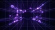 © Sumon - Abstract data network visualization with floating nodes and connecting purple lines glowing nodes connection lines