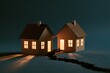 © Generative AI - Two miniature houses separated by a ground crack