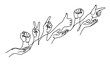© sobuj - Diverse raised hands continuous line vector artwork representing teamwork volunteering inclusion community participation support and collective action