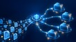 © abusuhail - Central processor microchip connecting and distributing data to multiple digital folders depicting centralized network routing and file management
