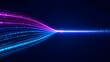 © Add Win - Abstract purple and blue fiber optic lines converging into single glowing beam representing high speed data transfer and network connection