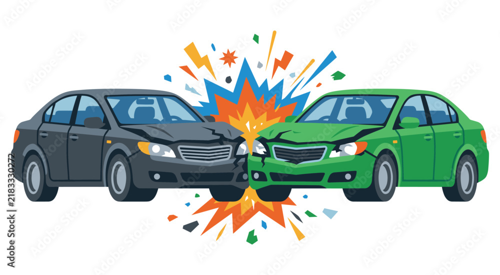 Car accident collision cartoon icon with impact explosion. Stock Vector ...