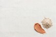 © Kassiopeia  - Various beauty products are displayed on a blank, textured background. A smooth cream is next to loose powder. There is room for additional text or design elements