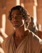 © Trendy Graphics - Closeup portrait of a man with curly hair in ancient egyptian attire