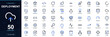 © JIm Studio - Deployment icon set with release, server, software, update, environment, automation and version; editable outline vector symbols for cloud, network and digital infrastructure.