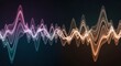 © Abdurrahman - Abstract digital sound wave visualization featuring overlapping glowing frequency lines with a smooth color gradient transitioning from teal to magenta and orange on a dark background.