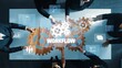© InfiniteFlow - A group of professionals collaborates in an office setting, utilizing gears and digital graphics to enhance workflow management, focusing on efficiency and teamwork. Raster