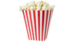 © Saoirse - Isolated classic red and white striped popcorn box filled with tasty movie snack