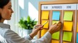 © Awais Haider - Woman organizing tasks on a kanban board for project management and workplace productivity