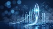 © CuteBee - Glass rocket ship taking off from glowing circuit board bar chart symbolizing business expansion and technological innovation in a high-tech corporate financial performance environment