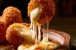 © Kristina - Melty cheese balls served on a wooden plate with melted cheese
