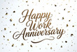 © DesignArt - Elegant golden happy work anniversary greeting card with confetti celebration design and cursive typography