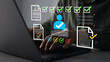 © Mer_Studio - Business professional reviewing digital CV on a laptop, analyzing candidate profiles for recruitment and hiring decisions.Concept of Human Resources ,election and online application screening process.