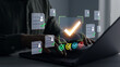 © Mer_Studio - Business professional reviewing digital CV on a laptop, analyzing candidate profiles for recruitment and hiring decisions.Concept of Human Resources ,election and online application screening process.
