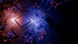 © Metadancer - Abstract render of a glowing computer microchip with electric circuits