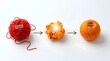 © Abuhumed - Conceptual workflow of problem solving showing a tangled yarn ball transitioning through a glowing lightbulb idea to a neat organized yarn ball on white background.
