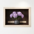© Imran - Beautiful hydrangea flowers in a dark vase inside a white frame isolated on white background