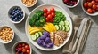 © BondGraphics - A vibrant variety of healthy food including fruits, vegetables, and lean protein for a balanced meal.