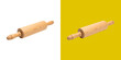 © Ismotara - Classic wooden rolling pin for baking pastry dough on dual color background transparent png