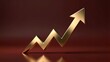 © joeycheung - Golden upward arrow symbolizes growth and success against a rich red background.