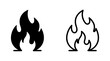 © MdDelowar - Flame icons with bottom bars in solid black and outline styles