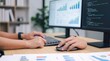 © Aspect - Data analyst working on dual monitors displaying code and financial charts, representing software development, business intelligence, stock market analysis and programming workspace