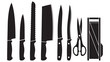 © Iftekhar - Black and White Silhouette Set of Kitchen Knives and Scissors