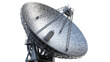 © bigpng - Large metallic satellite dish antenna with complex support structure, isolated on transparent background