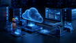 © Anastasiia Havelia - lean diagram illustrating a cloud computing data processing workflow showing data upload, storage, distributed processing, analytics dashboard, secure output delivery
