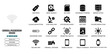 © AfsanaBinteSalam - Digital forensics investigation flat icon set. Cyber crime evidence, hard drive data recovery, encryption search, chip analysis symbols for web app ui design.