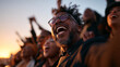 © BlackBridge Media - Joyful Man Laughing and Cheering in Crowd at Sunset