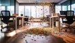 © Derek - colorful confetti cascades onto office floor celebrating success amidst desks