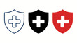 © MohammadTanvir - Medical shield vector icon set with cross symbol in blue black and red colors