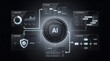 © Its for you - Artificial intelligence central processing unit concept with holographic data interfaces and nodes AI chip cpu core data interface neural network digital processor futuristic