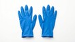 © Bricio - Pair of blue nitrile medical examination gloves isolated on a white background