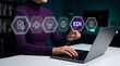 © Mdshajahan - Businesswoman working on laptop with electronic data interchange EDI technology