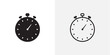 © Win - Stop watch icon flat outline in black