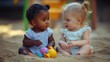 © theo - Diverse Toddlers Playing with Toys in a Sandpit
