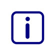 © Rubin - Dark blue information 'i' symbol icon inside a rounded square frame vector illustration for help desk, customer service, guidance, and navigation.