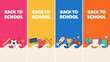 © Iconhub - Back to school themed vector banners with colorful backgrounds and academic illustrations backtoschool schoolsupplies vectorillustration education learning stationery