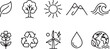 © Uzzalsen07 - Nature and Sustainability Line Art Icons Set – Leaf, Tree, Sun, Mountain, Recycling and Eco Globe.