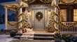 © Ahsan - Decorated front porch of a house with christmas lights and a wreath
