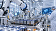 © arabel0305 - Advanced robotic arms assembling cylindrical battery cells on an automated production line inside a clean high-tech manufacturing facility