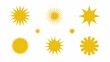 © Adobe worker  - Assorted golden sunburst and star icons with various ray lengths and shapes isolated on a plain white background