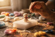 ©  wata _Japan - Woman's Hand Crafting Cute Wool Felt Doll