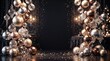 © Aahish - christmas background holiday backdrop festive ornaments silver gold baubles luxury christmas sparkling lights winter wonderland elegant holiday scene seasonal decor christmas eve