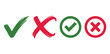 © Kumot Roy - A set of hand drawn check marks and cross signs along with circular icons indicating acceptance and rejection for business feedback
