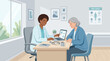© Debbie - Doctor Consultation With Elderly Patient Discussing Health Results On Laptop
