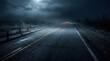 © cychAiStudio   - Desolate night highway background with eerie fog and distant red taillight streaks; cinematic 16:9 minimalist road banner with copy space for advertising and mystery themes.