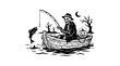 © Ceblok - Skeleton Fishing in Boat with Pumpkin and Moon